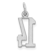 Sterling Silver Rhodium-plated Elongated Number 14 Charm view 4