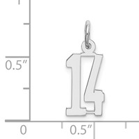 Sterling Silver Rhodium-plated Elongated Number 14 Charm view 3