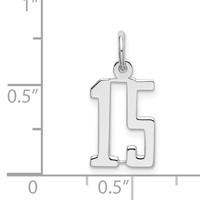 Sterling Silver Rhodium-plated Elongated Number 15 Charm view 3