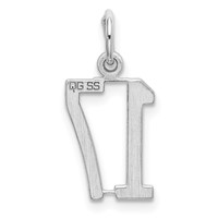 Sterling Silver Rhodium-plated Elongated Number 17 Charm view 4