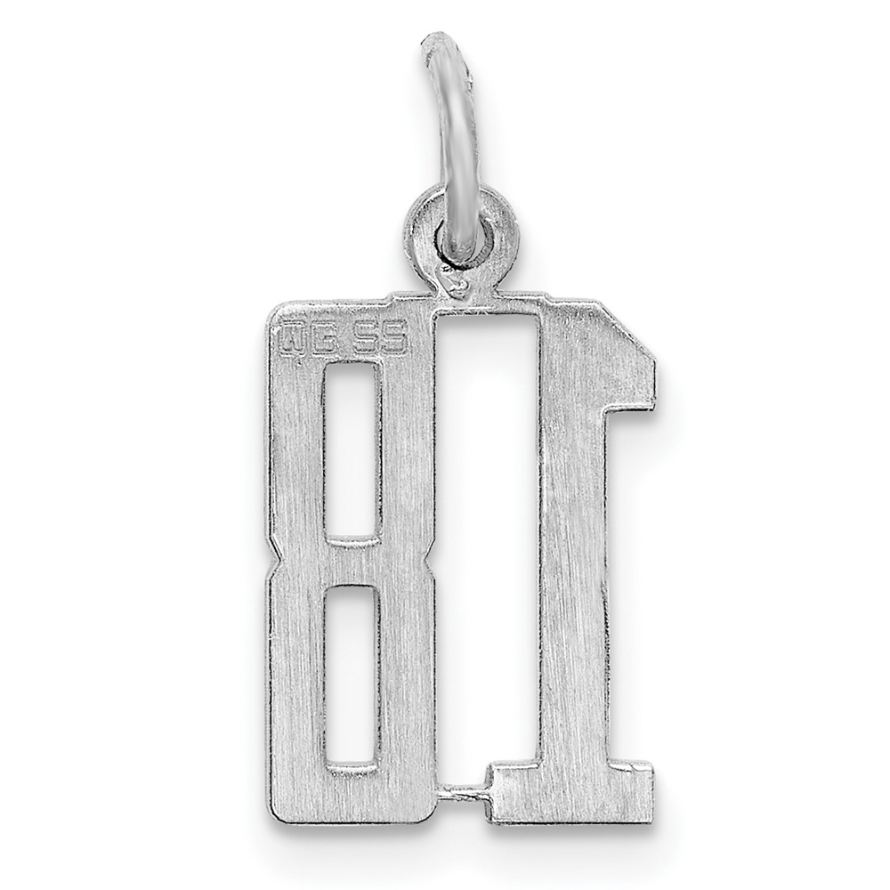 Sterling Silver/Rhodium-plated Elongated Number 18 Charm (QES18)