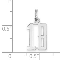 Sterling Silver Rhodium-plated Elongated Number 18 Charm view 3