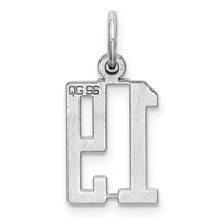 Sterling Silver Rhodium-plated Elongated Number 19 Charm view 4