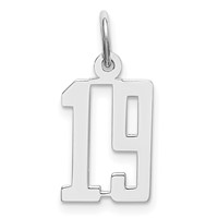 Sterling Silver Rhodium-plated Elongated Number 19 Charm view 1