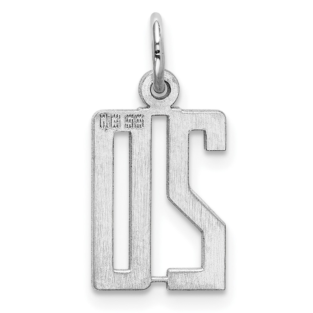 Sterling Silver/Rhodium-plated Elongated Number 20 Charm (QES20)