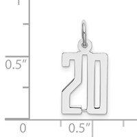 Sterling Silver Rhodium-plated Elongated Number 20 Charm view 3