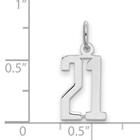 Sterling Silver Rhodium-plated Elongated Number 21 Charm view 2
