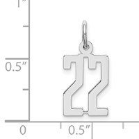 Sterling Silver Rhodium-plated Elongated Number 22 Charm view 3