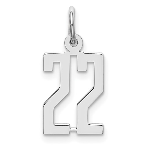 Sterling Silver Rhodium-plated Elongated Number 22 Charm
