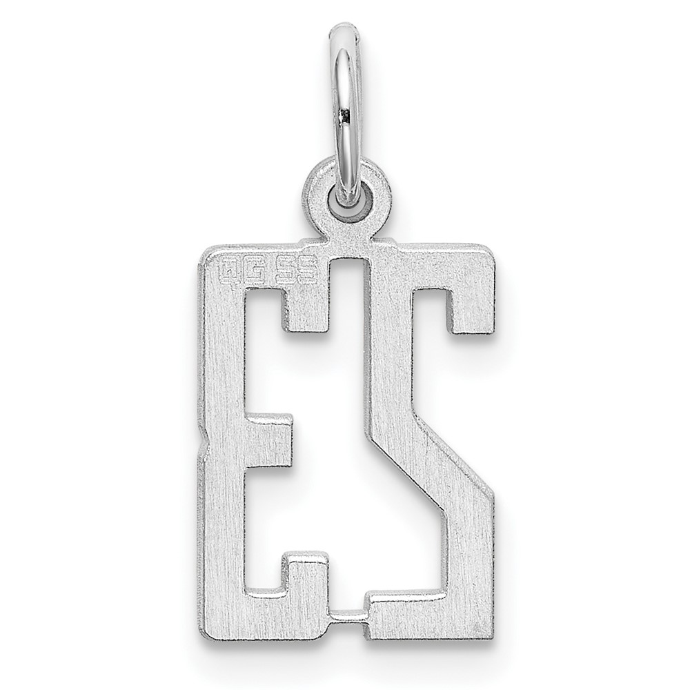 Sterling Silver/Rhodium-plated Elongated Number 23 Charm (QES23)