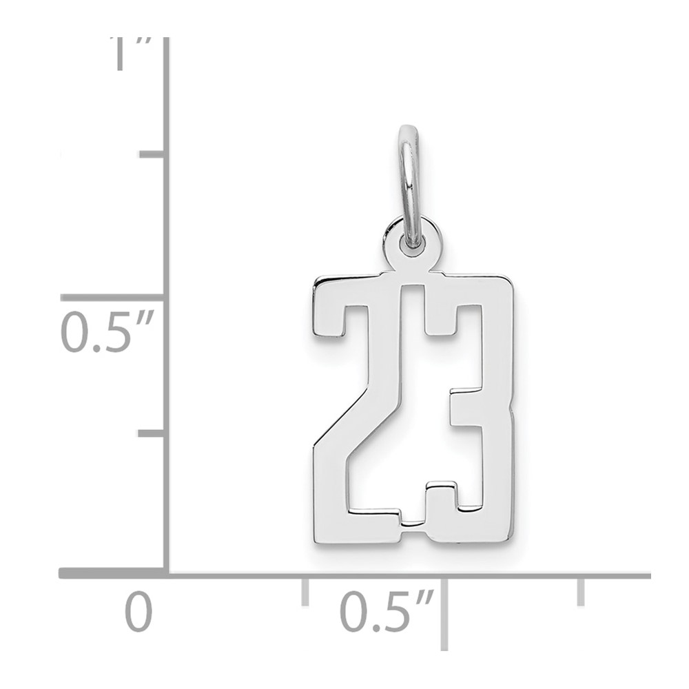 Sterling Silver/Rhodium-plated Elongated Number 23 Charm (QES23)