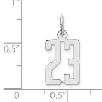 Sterling Silver Rhodium-plated Elongated Number 23 Charm view 3