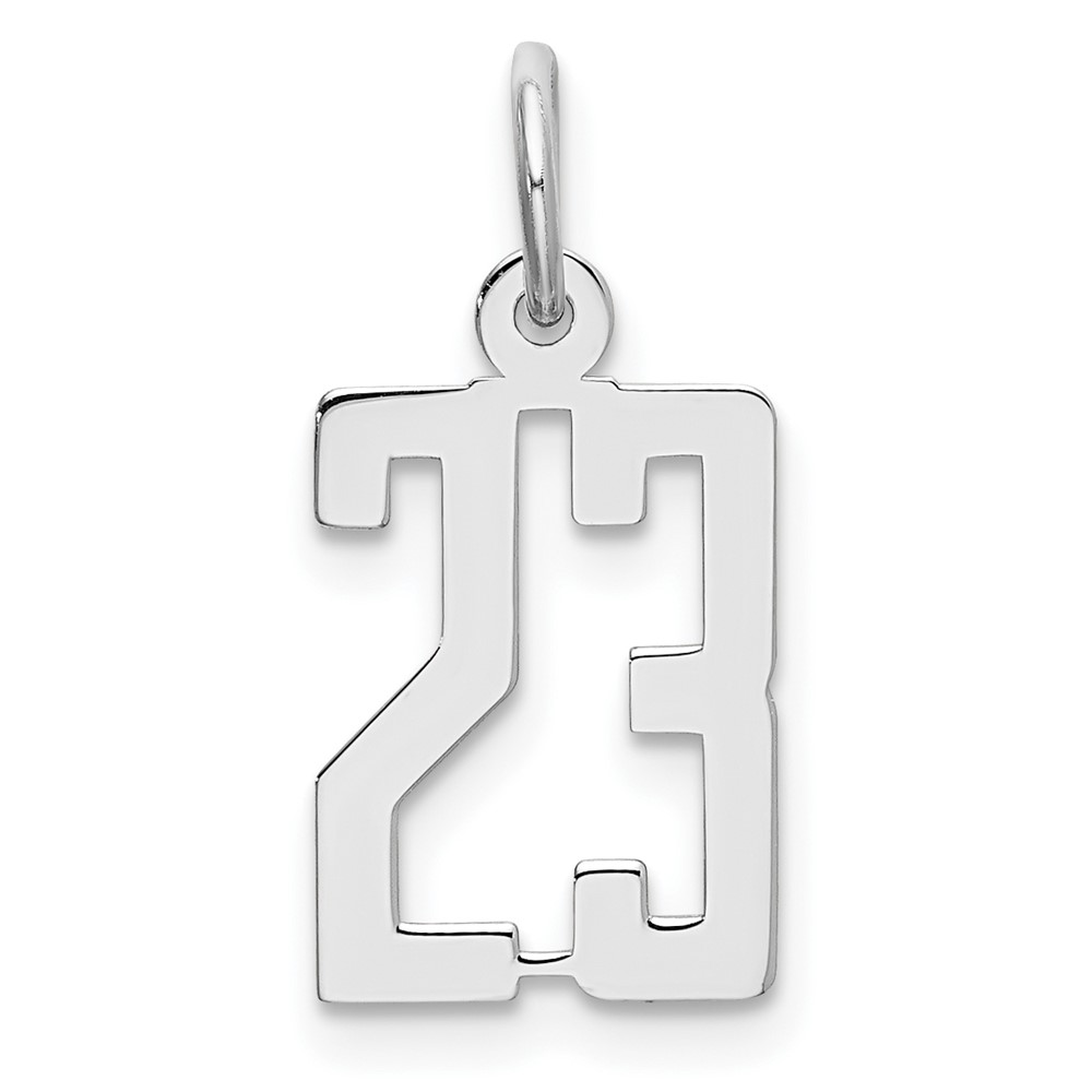 Sterling Silver/Rhodium-plated Elongated Number 23 Charm (QES23)