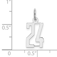 Sterling Silver Rhodium-plated Elongated Number 24 Charm view 3