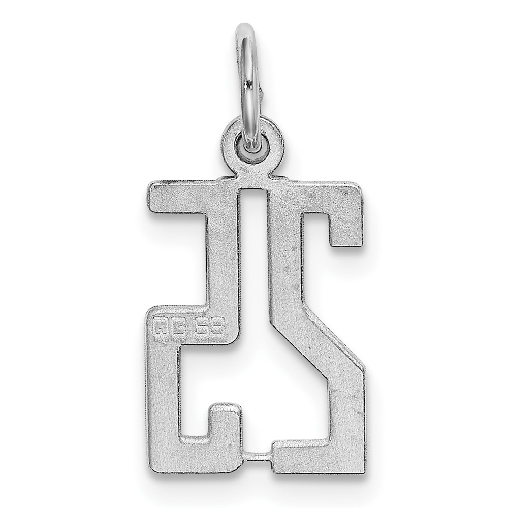Sterling Silver/Rhodium-plated Elongated Number 25 Charm (QES25)
