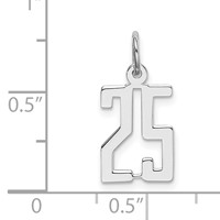 Sterling Silver Rhodium-plated Elongated Number 25 Charm view 3