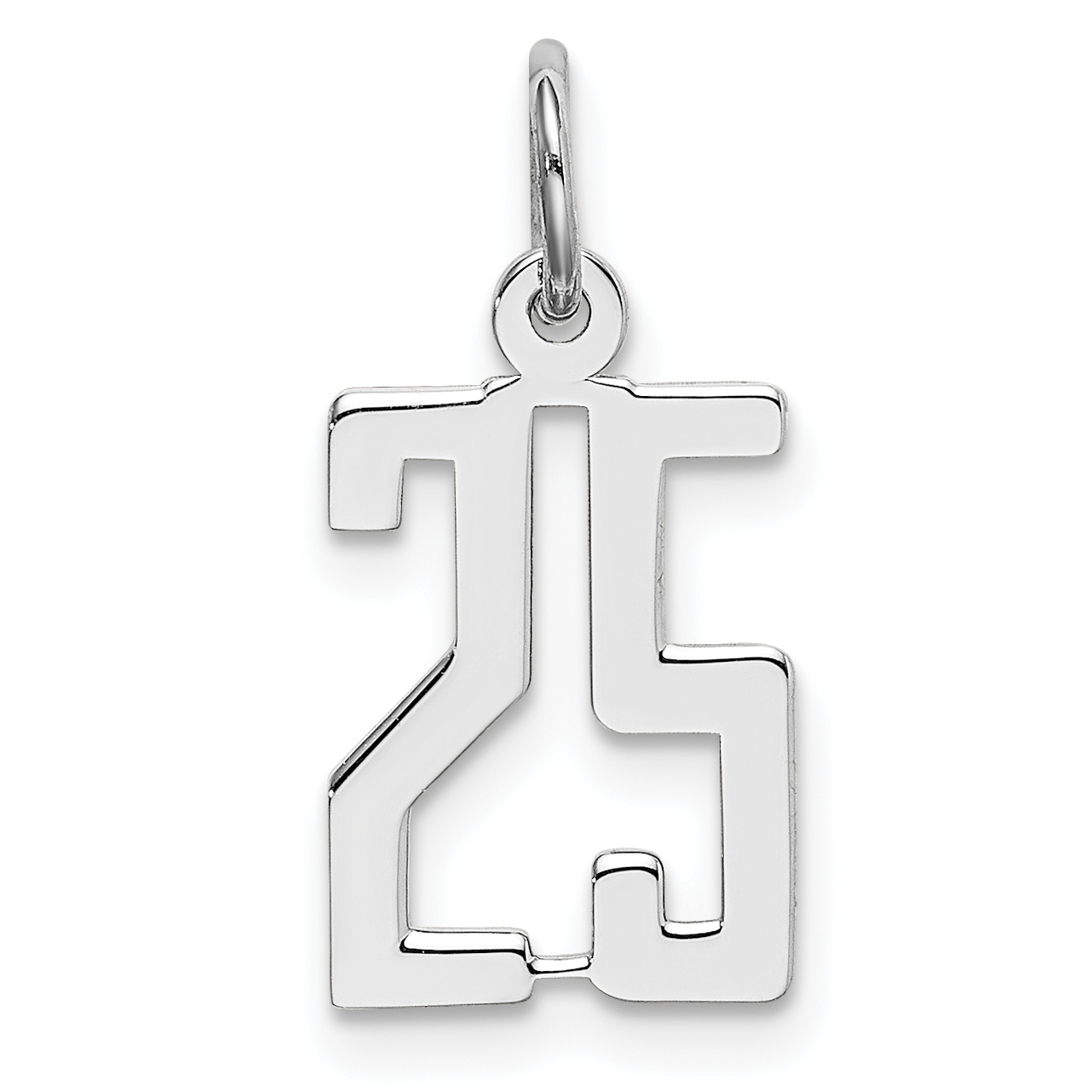 Sterling Silver/Rhodium-plated Elongated Number 25 Charm (QES25)