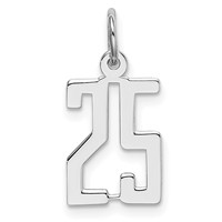 Sterling Silver Rhodium-plated Elongated Number 25 Charm view 1