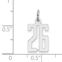 Sterling Silver Rhodium-plated Elongated Number 26 Charm view 3