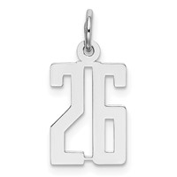 Sterling Silver Rhodium-plated Elongated Number 26 Charm view 1