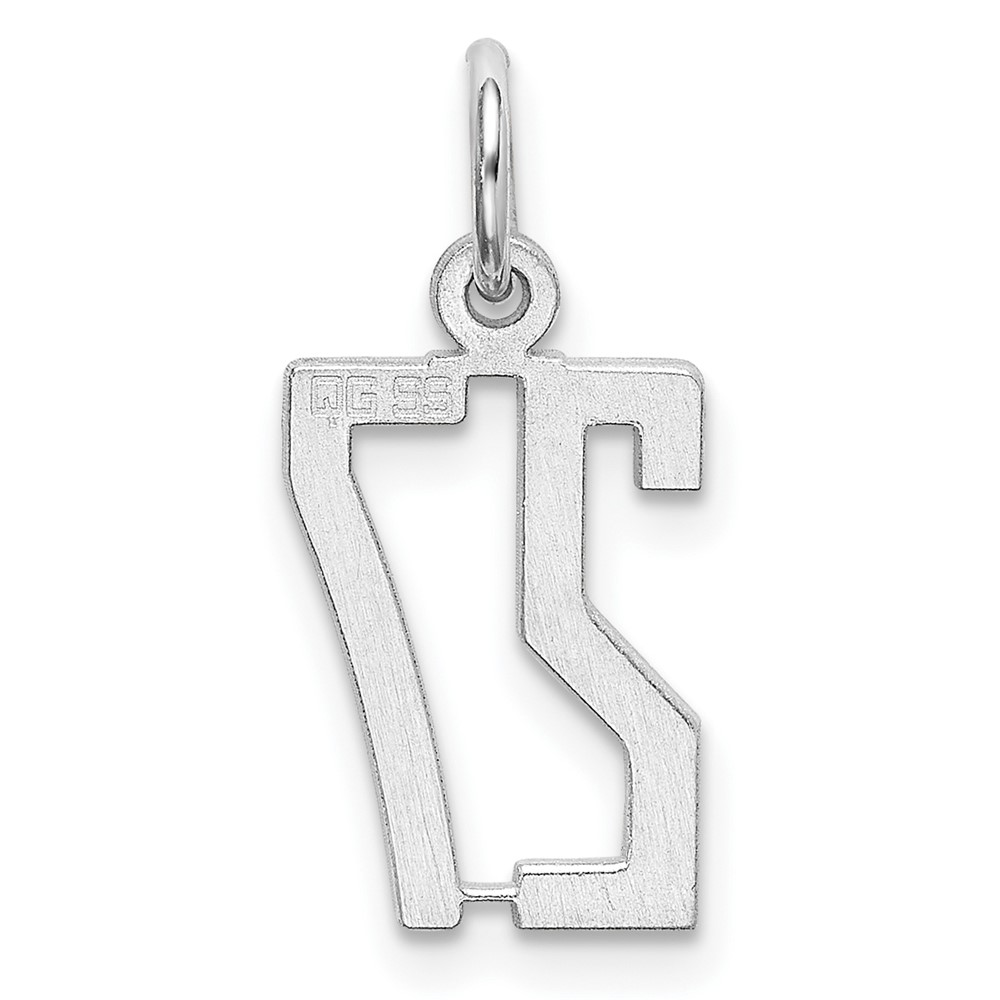 Sterling Silver/Rhodium-plated Elongated Number 27 Charm (QES27)