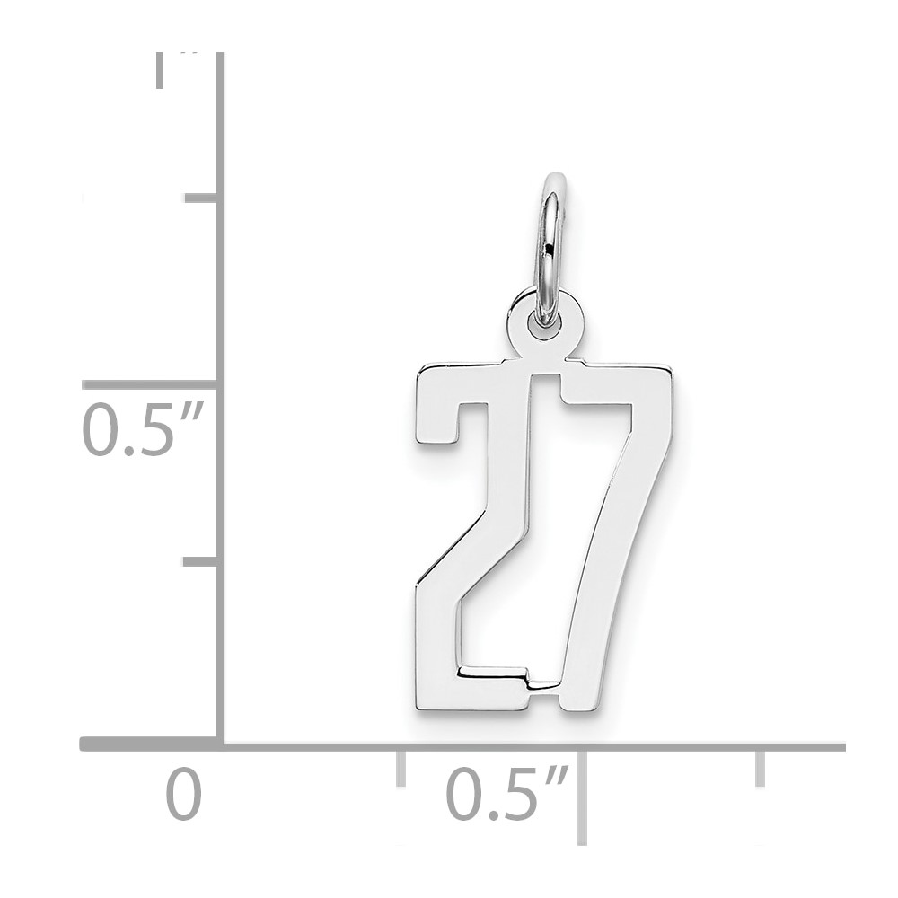 Sterling Silver/Rhodium-plated Elongated Number 27 Charm (QES27)