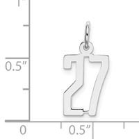 Sterling Silver Rhodium-plated Elongated Number 27 Charm view 3