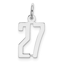 Sterling Silver Rhodium-plated Elongated Number 27 Charm view 1