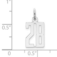 Sterling Silver Rhodium-plated Elongated Number 28 Charm view 3