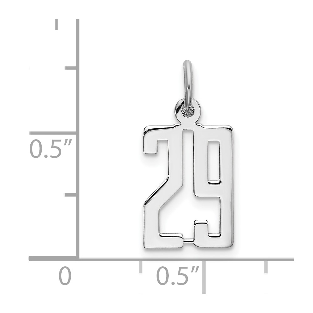 Sterling Silver/Rhodium-plated Elongated Number 29 Charm (QES29)