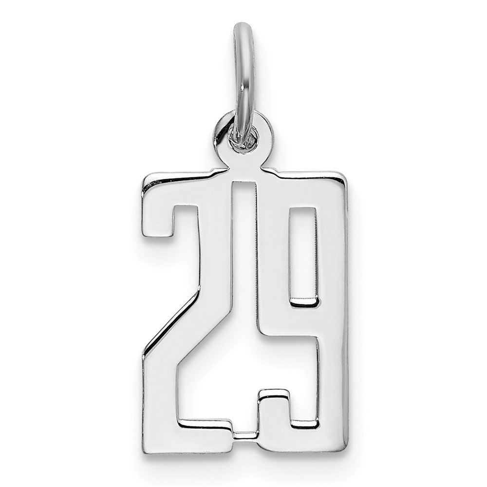 Sterling Silver Rhodium-plated Elongated Number 29 Charm