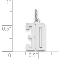Sterling Silver Rhodium-plated Elongated Number 30 Charm view 2