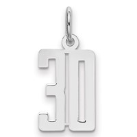 Sterling Silver Rhodium-plated Elongated Number 30 Charm view 1