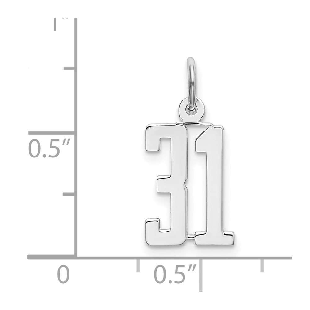 Sterling Silver/Rhodium-plated Elongated Number 31 Charm (QES31)