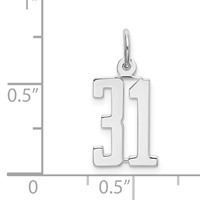 Sterling Silver Rhodium-plated Elongated Number 31 Charm view 3