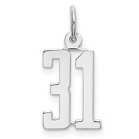 Sterling Silver Rhodium-plated Elongated Number 31 Charm view 1
