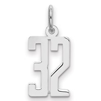 Sterling Silver Rhodium-plated Elongated Number 32 Charm view 1