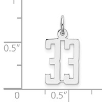 Sterling Silver Rhodium-plated Elongated Number 33 Charm view 3