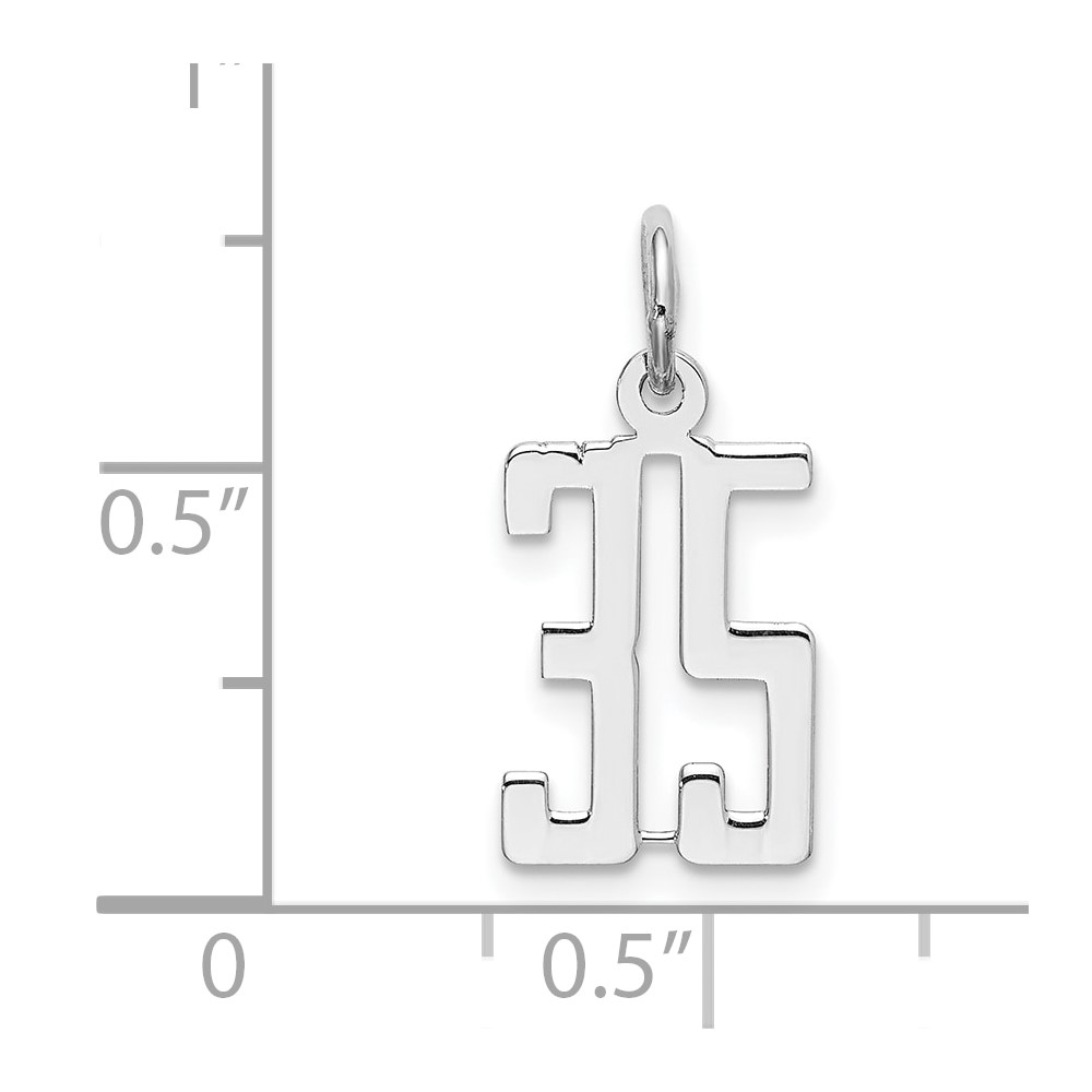 Sterling Silver/Rhodium-plated Elongated Number 35 Charm (QES35)
