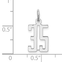 Sterling Silver Rhodium-plated Elongated Number 35 Charm view 3