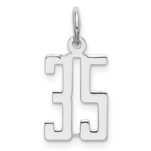 Sterling Silver Rhodium-plated Elongated Number 35 Charm