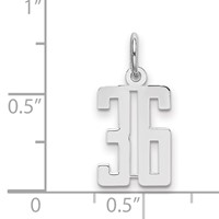 Sterling Silver Rhodium-plated Elongated Number 36 Charm view 2