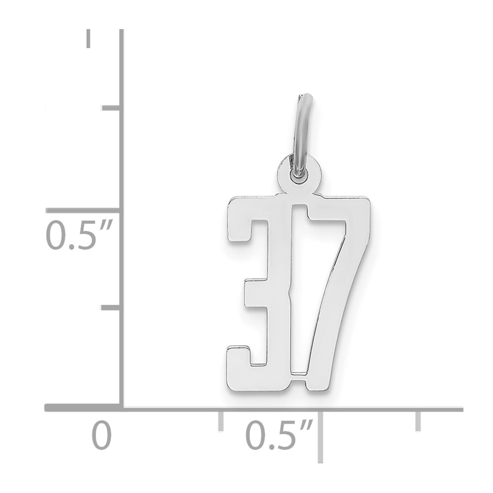 Sterling Silver/Rhodium-plated Elongated Number 37 Charm (QES37)