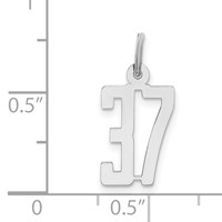 Sterling Silver Rhodium-plated Elongated Number 37 Charm view 3