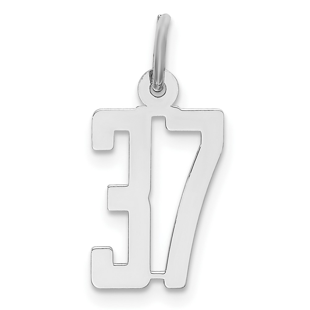 Sterling Silver Rhodium-plated Elongated Number 37 Charm