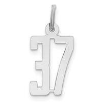 Sterling Silver Rhodium-plated Elongated Number 37 Charm view 1