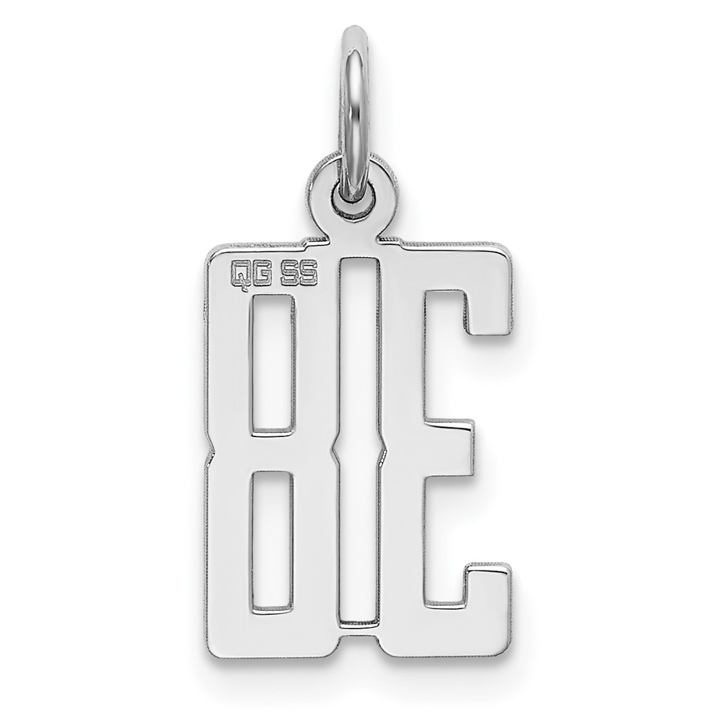 Sterling Silver/Rhodium-plated Elongated Number 38 Charm (QES38)
