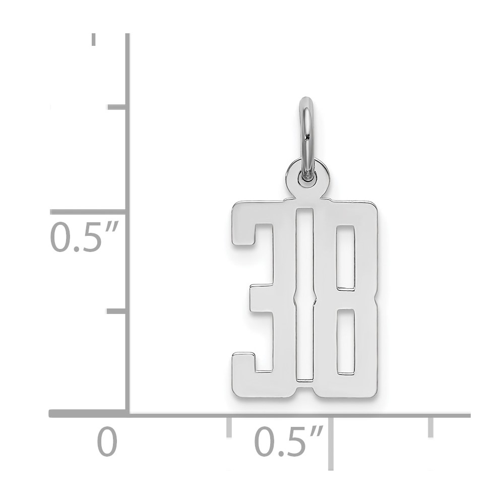 Sterling Silver/Rhodium-plated Elongated Number 38 Charm (QES38)