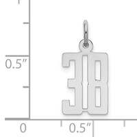Sterling Silver Rhodium-plated Elongated Number 38 Charm view 3