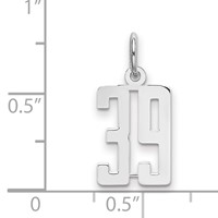 Sterling Silver Rhodium-plated Elongated Number 39 Charm view 2